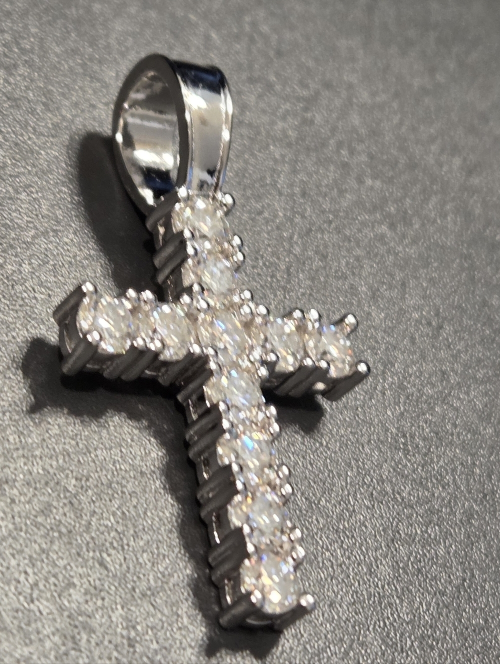 MOISSANITE Iced Out Tennis Cross Pendant 925 Silver NEW - Picture 8 of 12